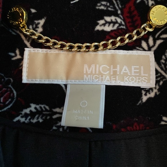 Michael Kors printed black, red, white velvet blazer - Picture 2 of 6